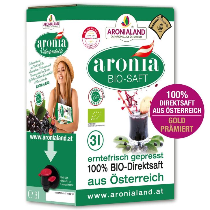 Bio Aroniasaft 3L, GOLD-PRÄMIERT - 60-150 Portionen