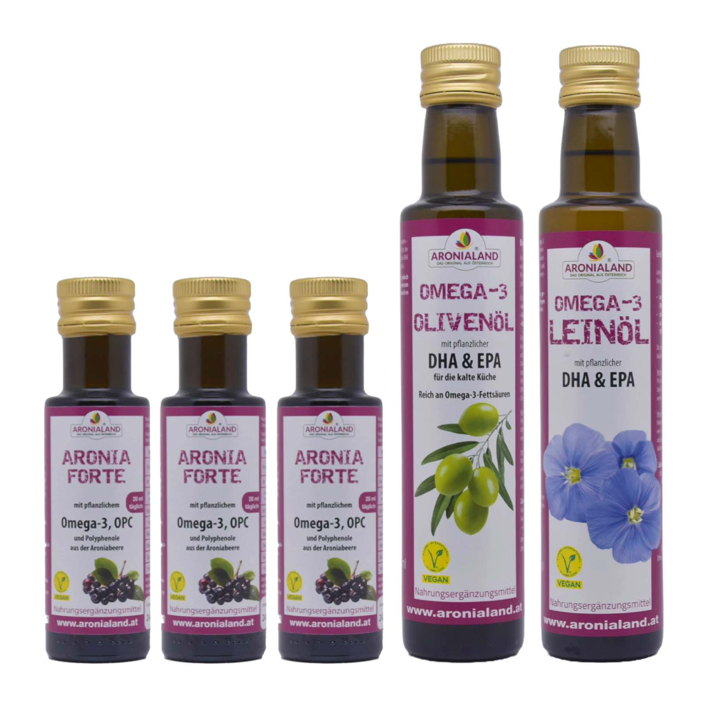 Omega 3 Set - Aronia, Olivenöl, Leinöl;